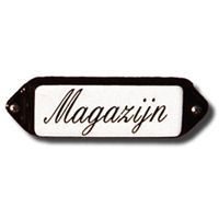 Emaille "Magazijn" oor
