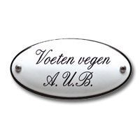 Emaille "Voeten vegen aub" ovaal